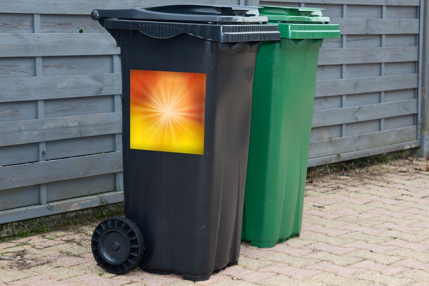 MuchoWow Sticker, einen um St), (1 Container, Wandsticker Gelbes Mülleimer-aufkleber, Glühen Stern Abfalbehälter Mülltonne,