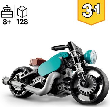 LEGO® Konstruktionsspielsteine Oldtimer Motorrad (31135), LEGO® Creator 3in1, (128 St)