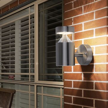 etc-shop Außen-Wandleuchte, Leuchtmittel inklusive, Warmweiß, Außenwandleuchte LED Außenstrahler Edelstahl Fackel