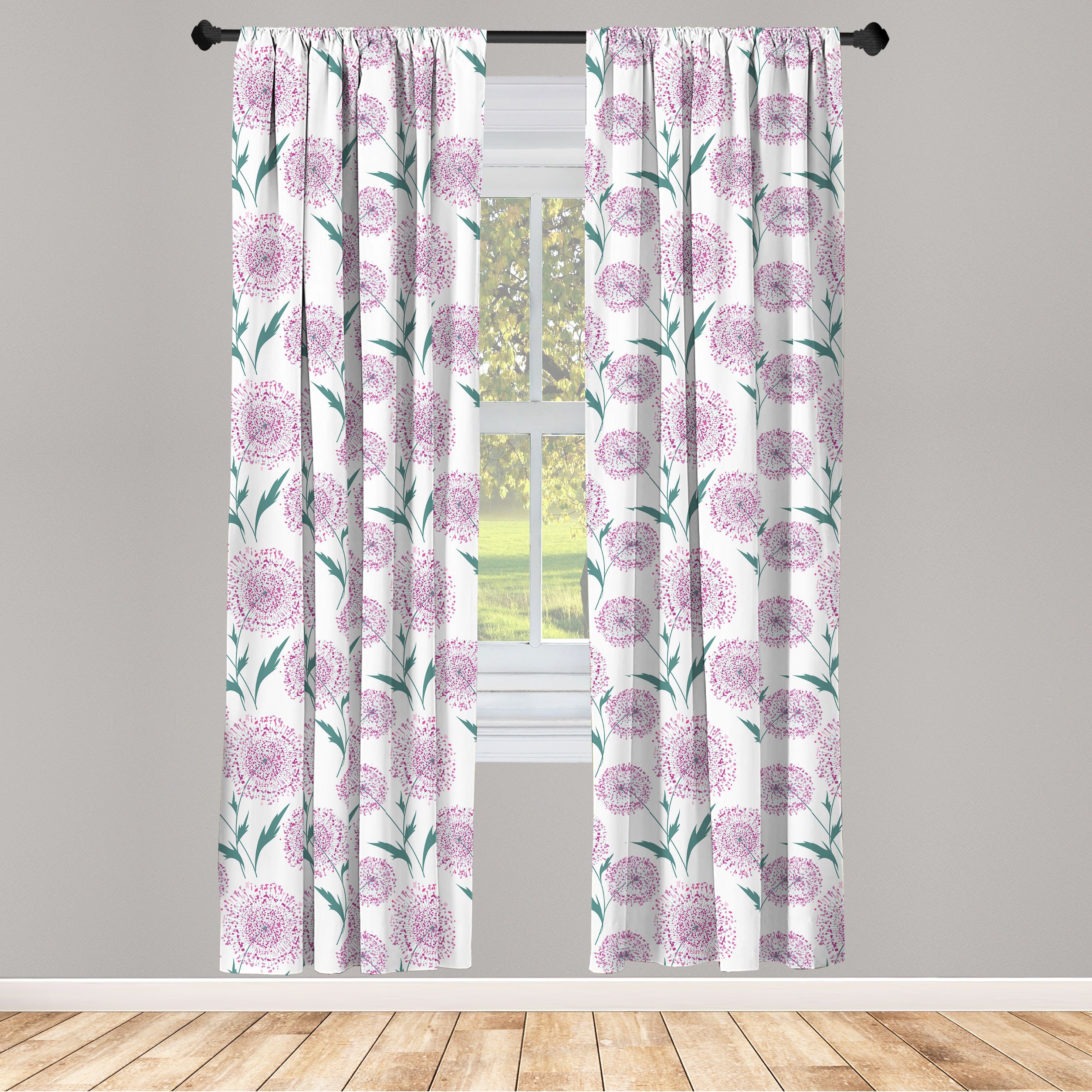 Gardine Vorhang für Wohnzimmer Schlafzimmer Dekor, Abakuhaus, Microfaser, Blumen Zier Dandelion Blumen