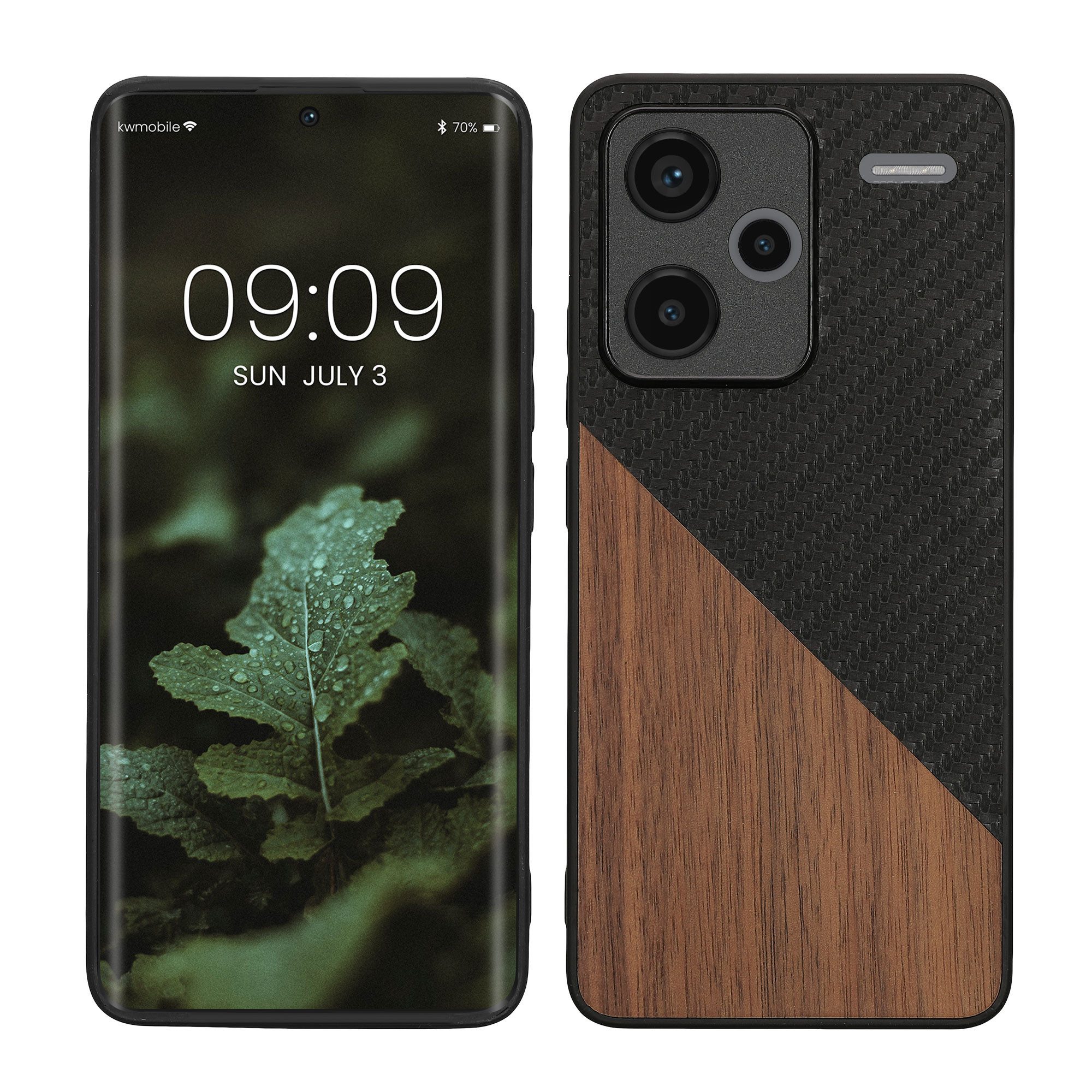 kwmobile Handyhülle Hülle für Xiaomi Redmi Note 13 Pro+ 5G / Redmi Note 13 Pro Plus 5G, Holz Handy Schutzcase - Handy Case Schutzhülle - Smartphone Cover