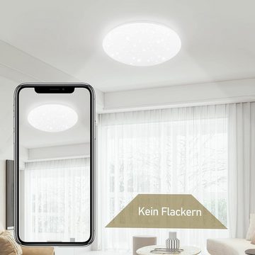 ZMH LED Deckenleuchte Rund Sternhimmel Schlafzimmer Modern, 6000K, LED fest integriert, Kaltweiß, Sternhimmel, 18w