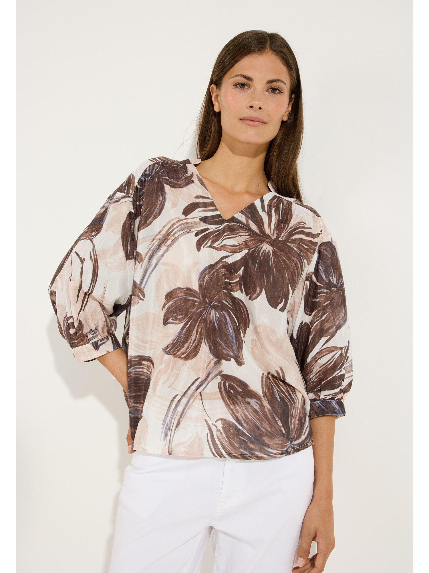 MORE&MORE Klassische Bluse fließende 3/4 Arm-Sommerbluse