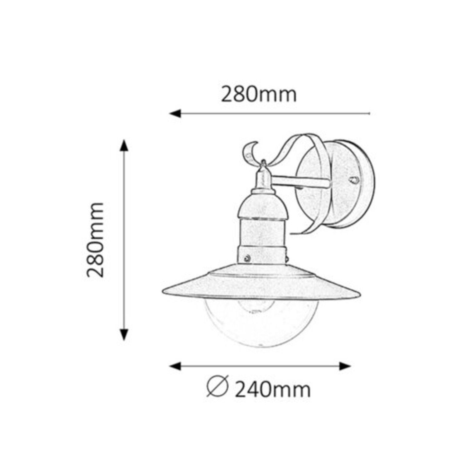 Rabalux Außen-Wandleuchte, Lampa Oslo Garten-WandleuchteE27 60W a.gold IP44