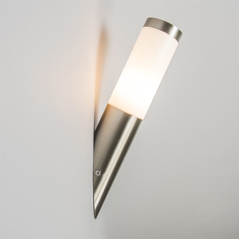 Qazqa Außen-Wandleuchte Rox, ohne Leuchtmittel, Kaltweiß, QAZQA Außen Wand­leuchte, e27, Stahl, Edelstahl, Modern