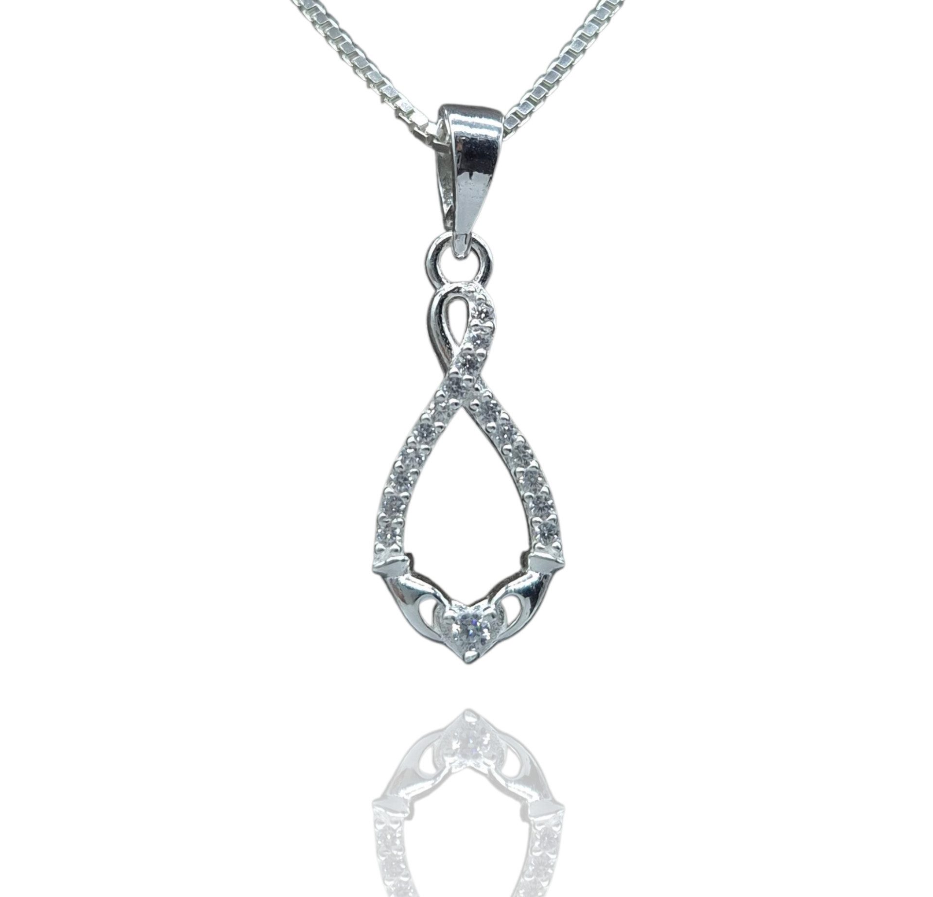 Kette mit Anhänger Silberkette Infinity Herz Damen Halskette
