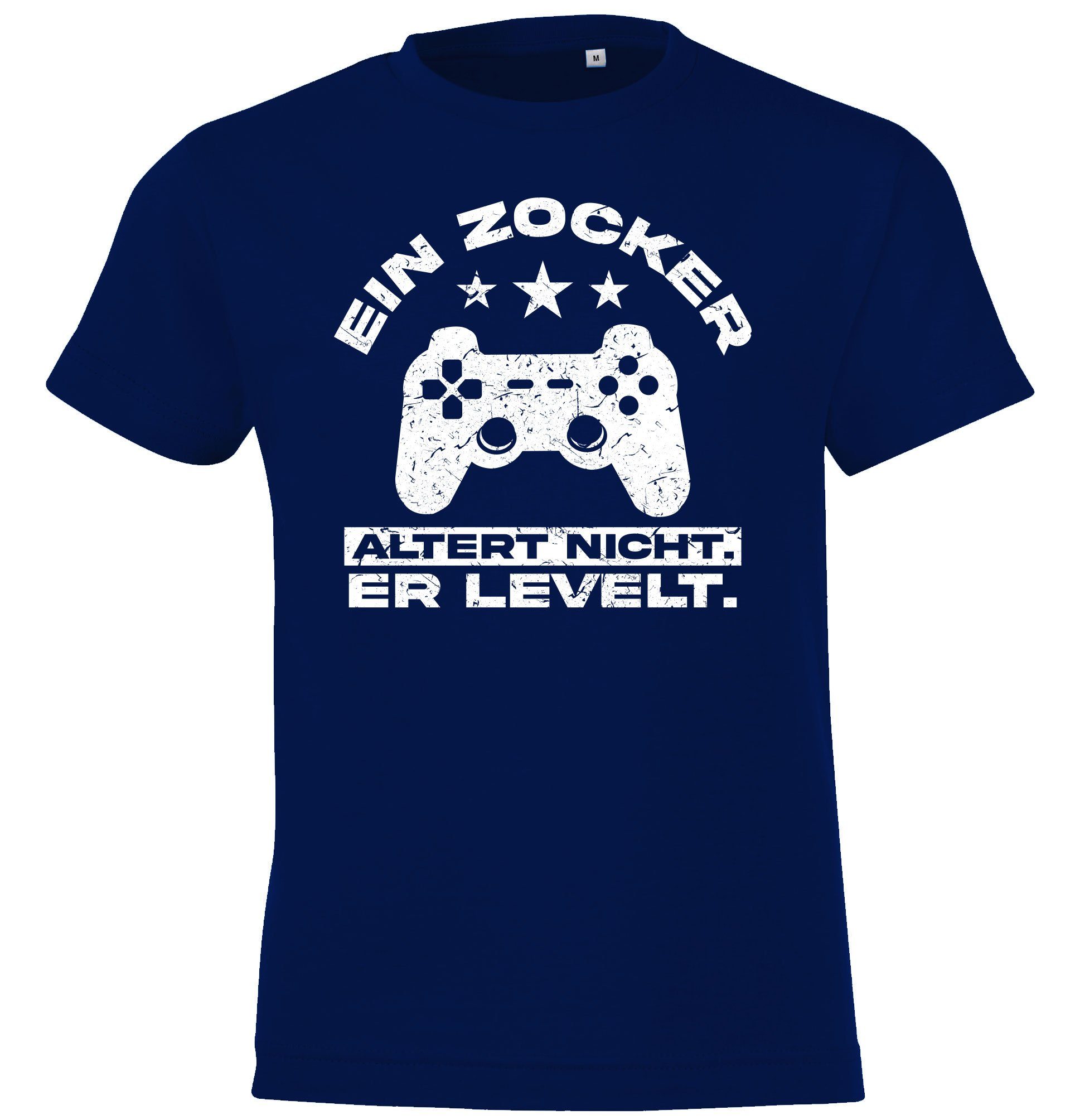 Youth Designz T-Shirt Ein Zocker altert nicht, er LEVELT! Kinder Shirt mit Controller Frontprint