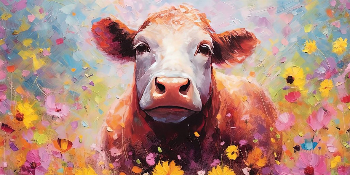 Bönninghoff Leinwandbild, Blumen, Blumenbilder, Kuh, Kuhbilder, günstig online kaufen