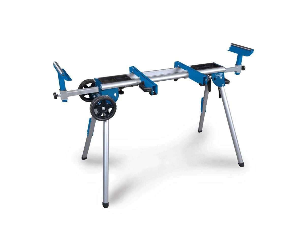 Scheppach Kappsägen-Untergestell UG200, Traglast 150kg, Fahrvorrichtung, Seitenverlängerungen 1,09–1,67 Meter