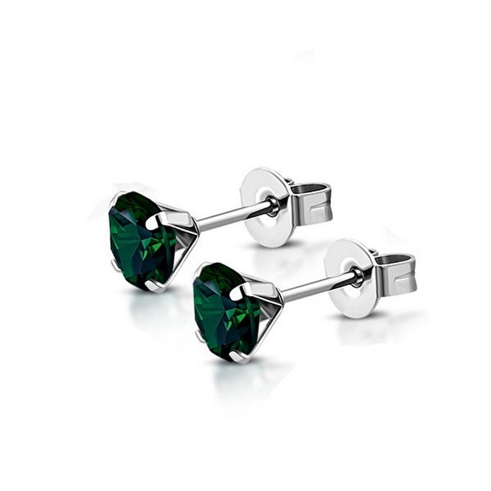 BUNGSA Ohrring-Set Ohrringe (2 Ohrschmuck Paar Edelstahl (1 mm Damen Ohrstecker 10 2-tlg), Kristall Stück), russischgrün aus