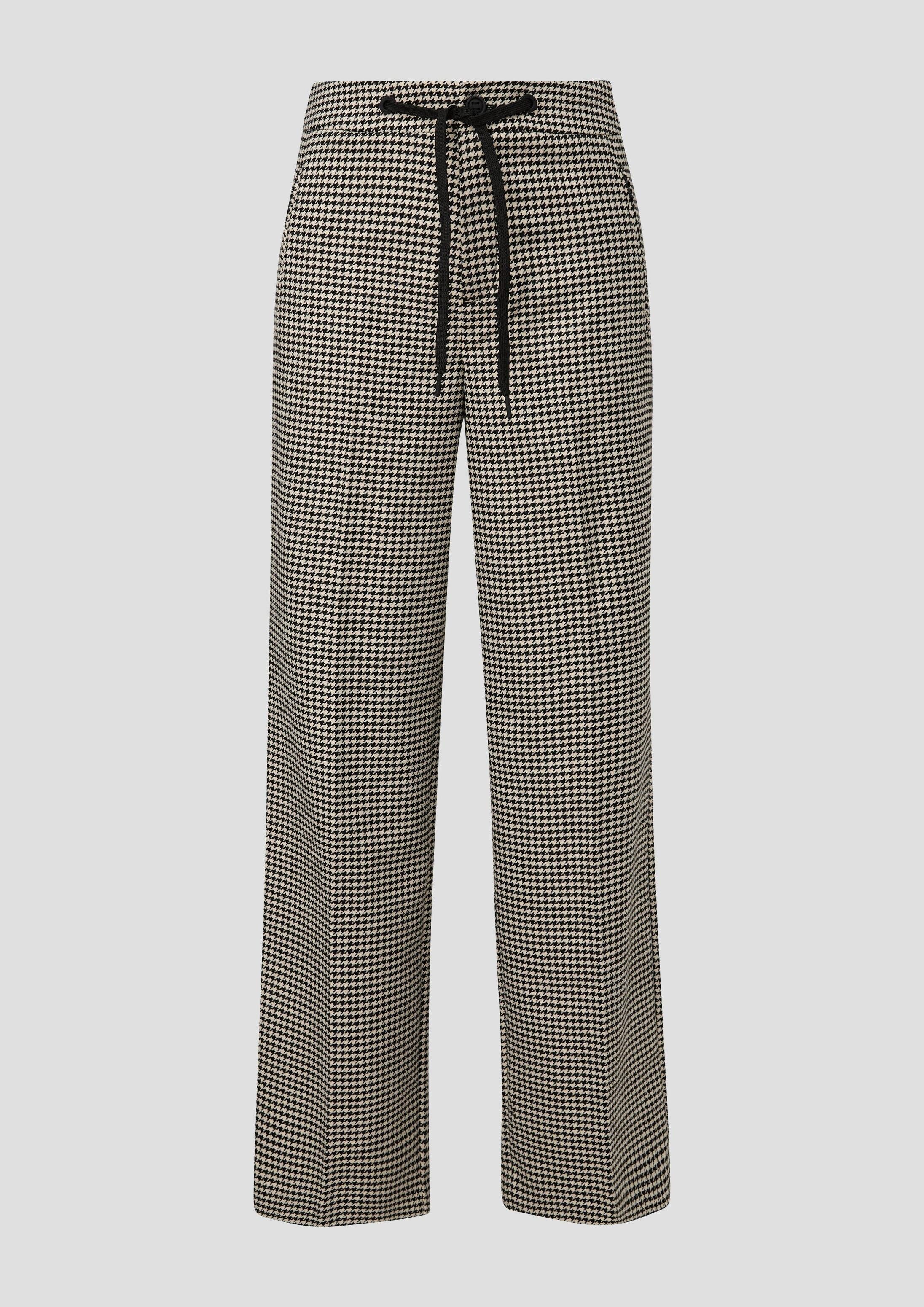 s.Oliver Chinos Hose Regular: Wide Leg-Hose mit Hahnentrittmuster