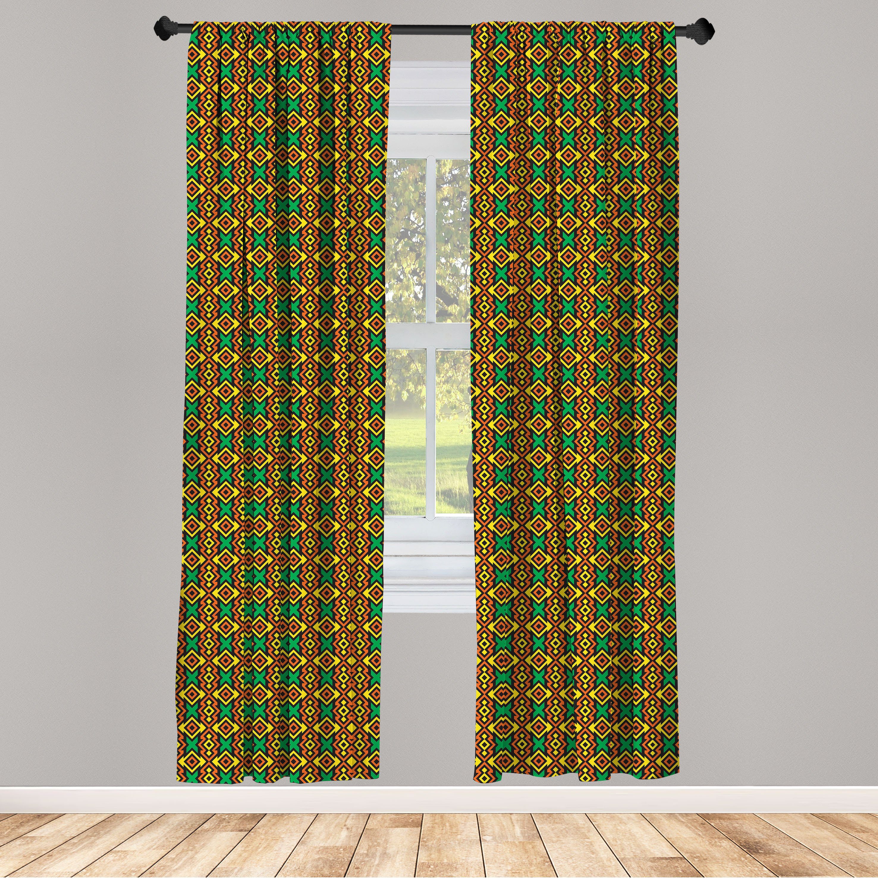 für Schlafzimmer Abakuhaus, Kunstdruck Wohnzimmer Vorhang Microfaser, Kente Gardine Dekor, Muster