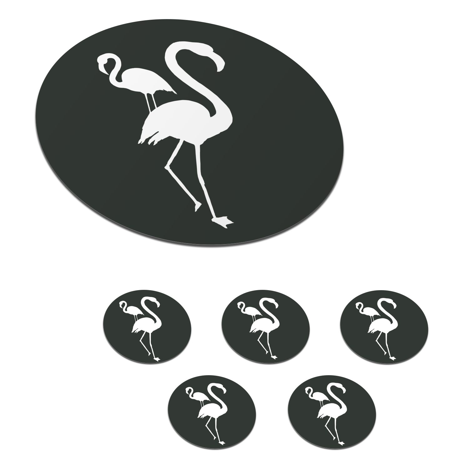 MuchoWow Glasuntersetzer Flamingo - Vogel - Scherenschnitt, Zubehör für Gläser, 6-tlg., Getränkeuntersetzer, Tassenuntersetzer, Korkuntersetzer, Tasse, Becher | Getränkeuntersetzer
