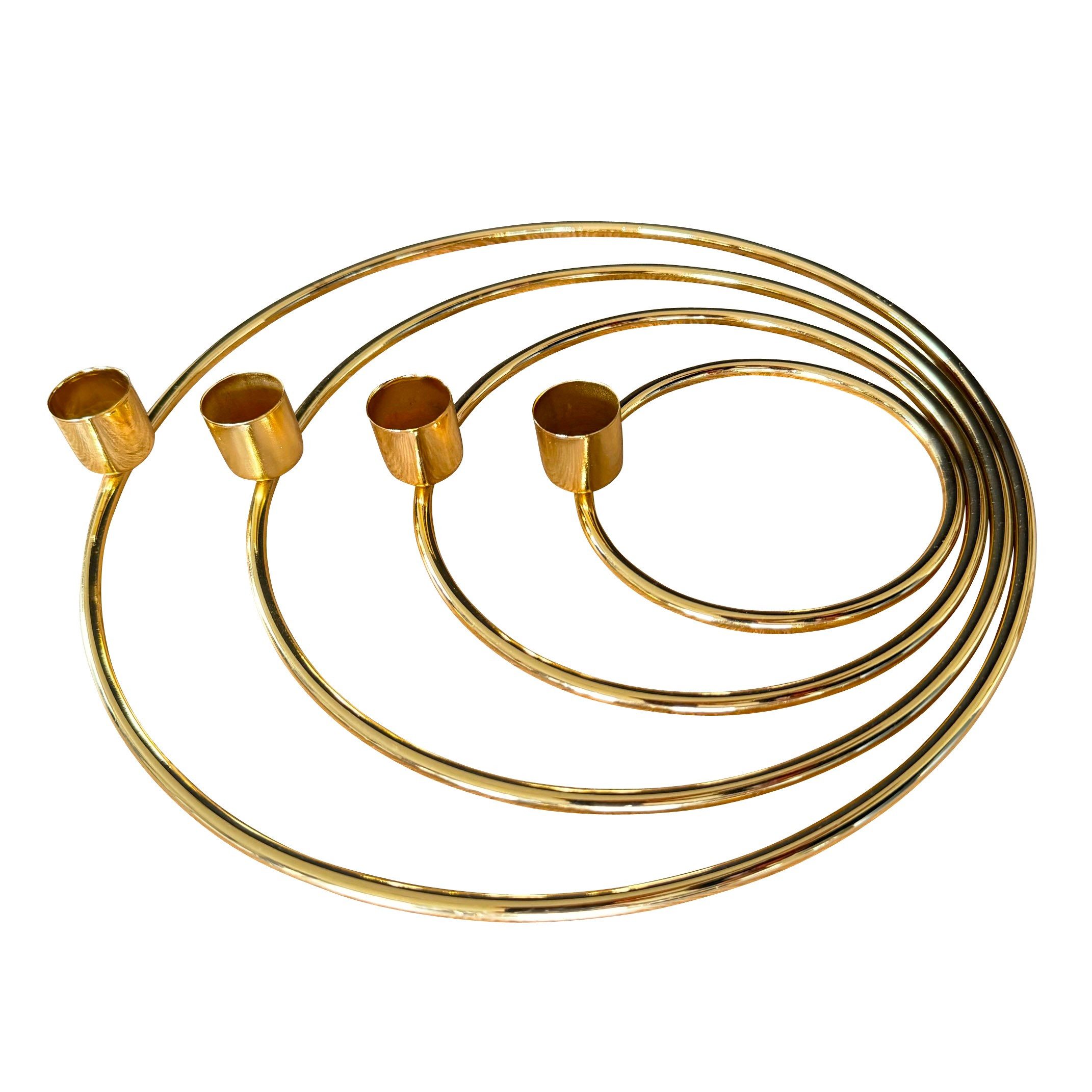 Online-Fuchs Kerzenhalter Kerzenständer, moderner Adventskranz für 4 Stabkerzen in Gold (25 cm Durchmesser, aus Metall gefertigt), einzeln kombinierbar - Nicht nur für Weihnachten