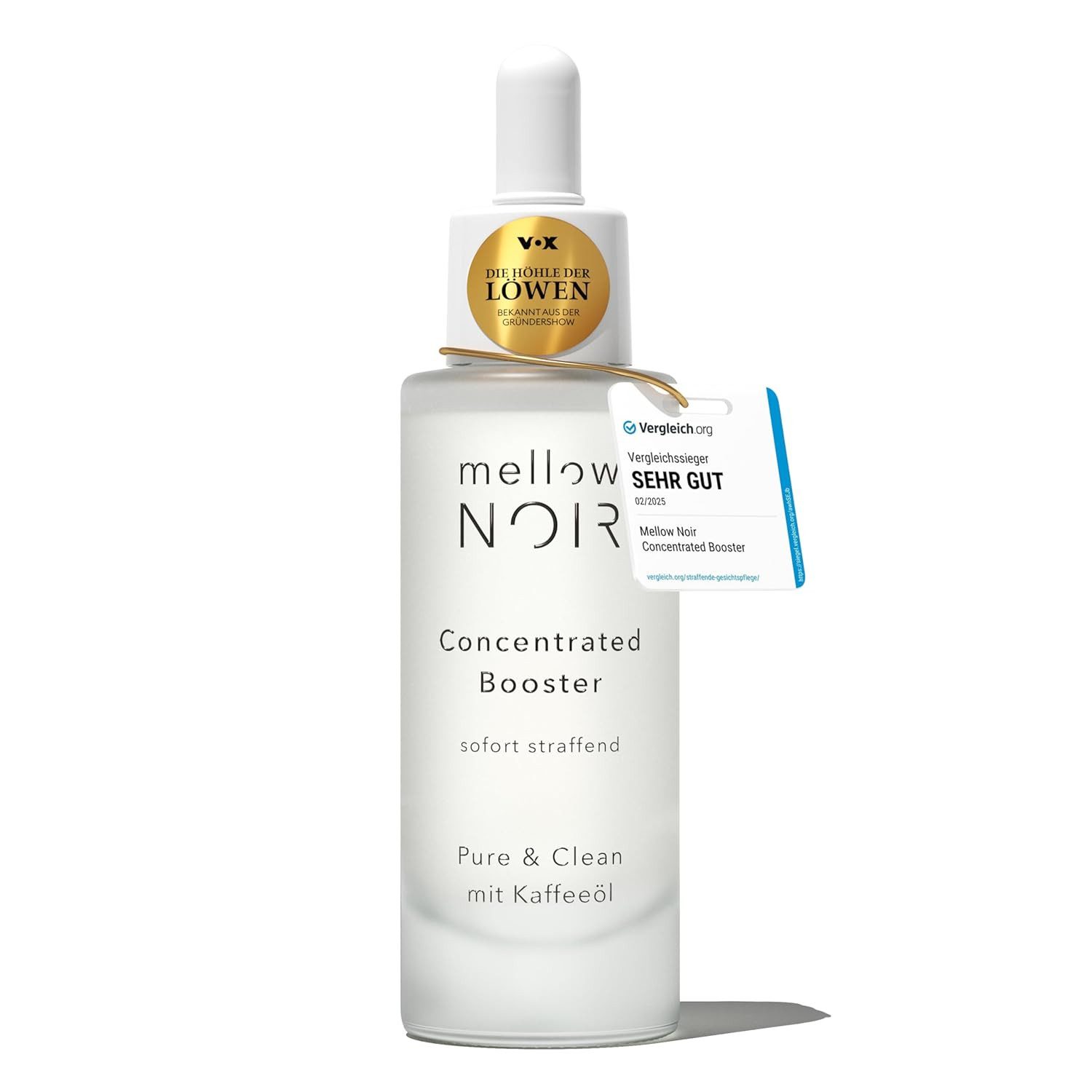 mellow NOIR Gesichtsserum Concentrated Booster 15 ml Vegan zertifizierte Naturkosmetik, Sofort straffendes Hyaluron-Serum für Gesicht & Augen