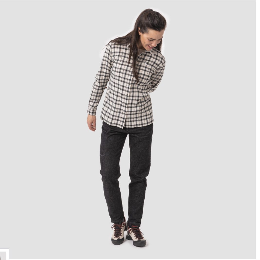 Salewa Kurzarmshirt Salewa - Fanes Flannel 5PL W Long Sleeve Shirt Hemd, weiß schwarz