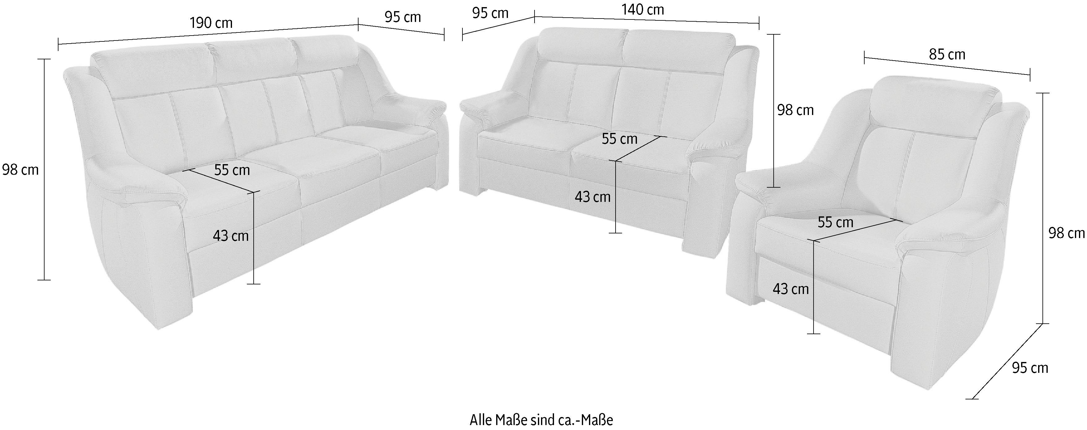 sit&more Polstergarnitur, Set, bestehend aus 3-Sitzer + 2-Sitzer + Sessel-Otto
