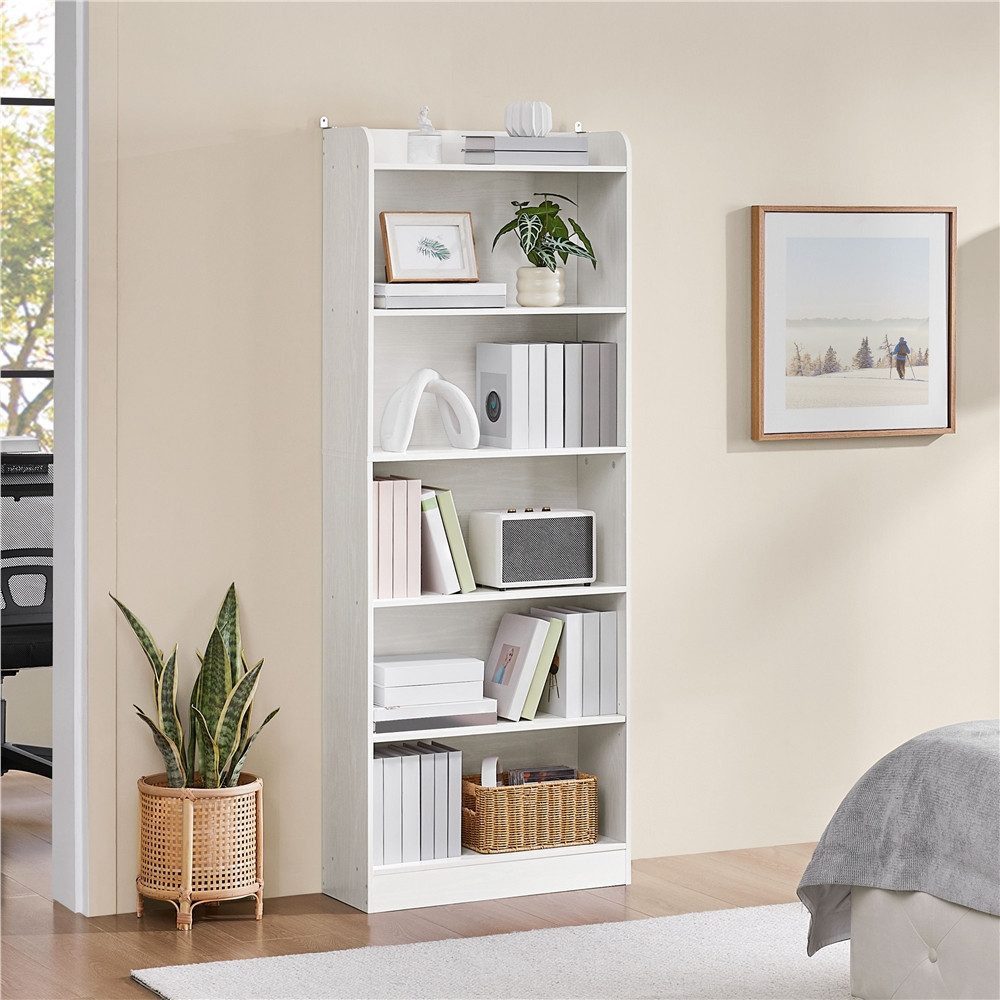 Yaheetech Bücherregal Standregal 161,5/183 cm (H), 1-tlg., Schmales Regal Bücherschrank mit 6 Ebenen, 1 verstellbarer Regalboden