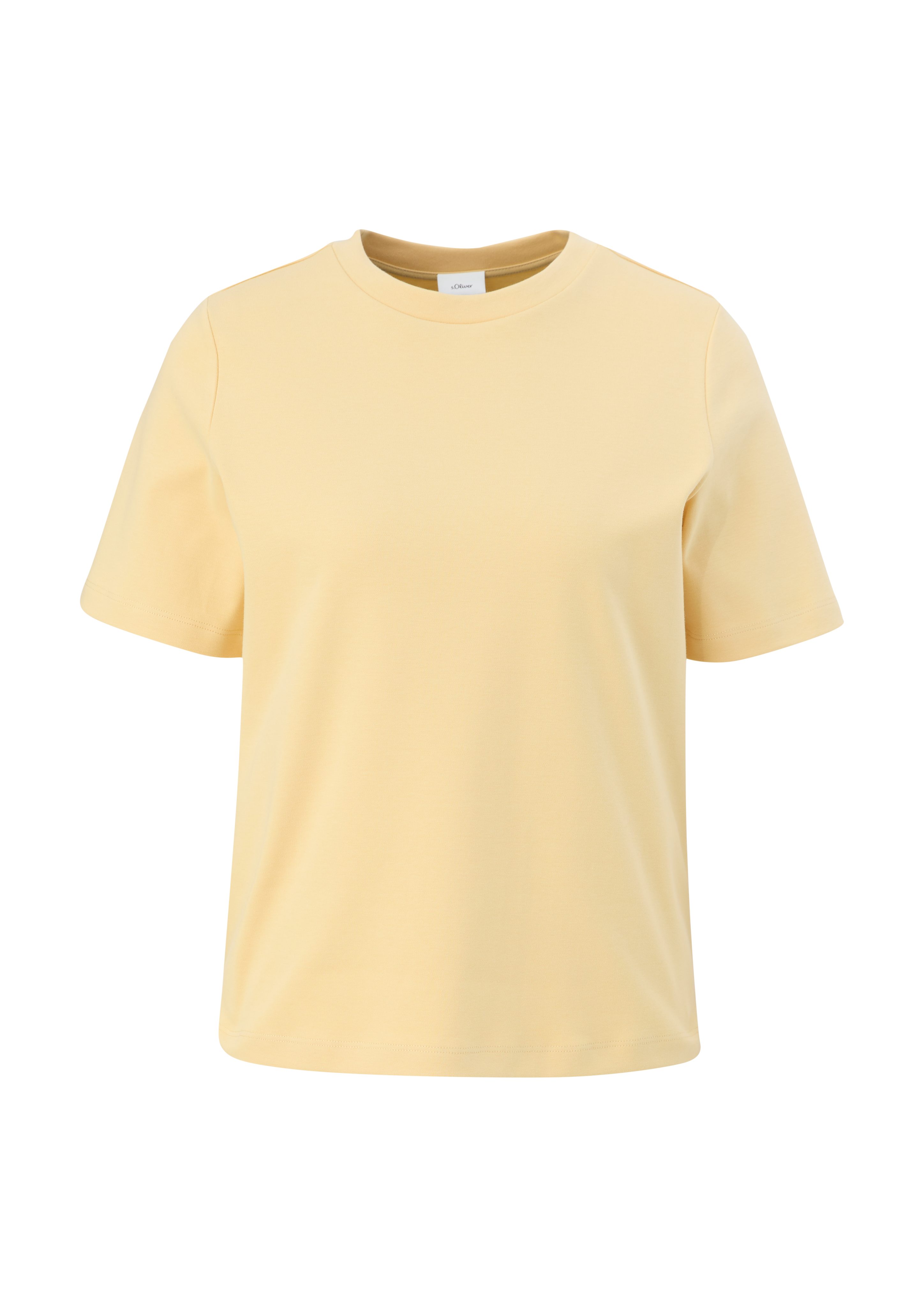 s.Oliver BLACK LABEL Kurzarmshirt T-Shirt Stickerei vanille aus reiner Baumwolle