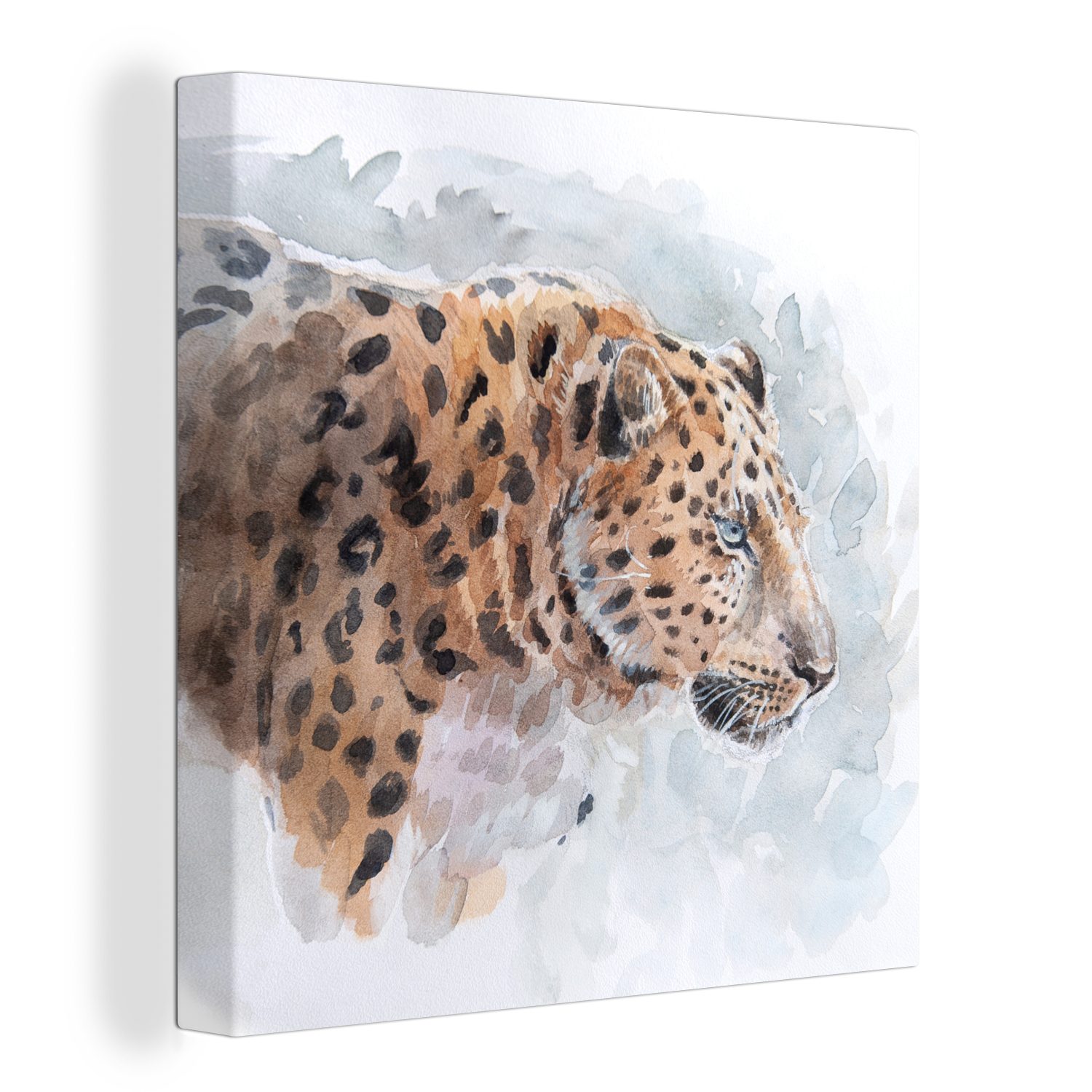 OneMillionCanvasses® Leinwandbild Panther - Aquarell - Tiere, (1 St), Leinwand Bilder für Wohnzimmer Schlafzimmer | Leinwandbilder