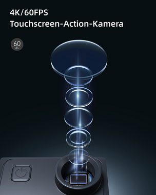 WOLFANG GA300 Action Cam (Full HD, WLAN (Wi-Fi), 4K 60FPS 24MP, Touchscreen, 40M wasserdicht, 8XZoom, 2.0 EIS, 2x1350mAh)