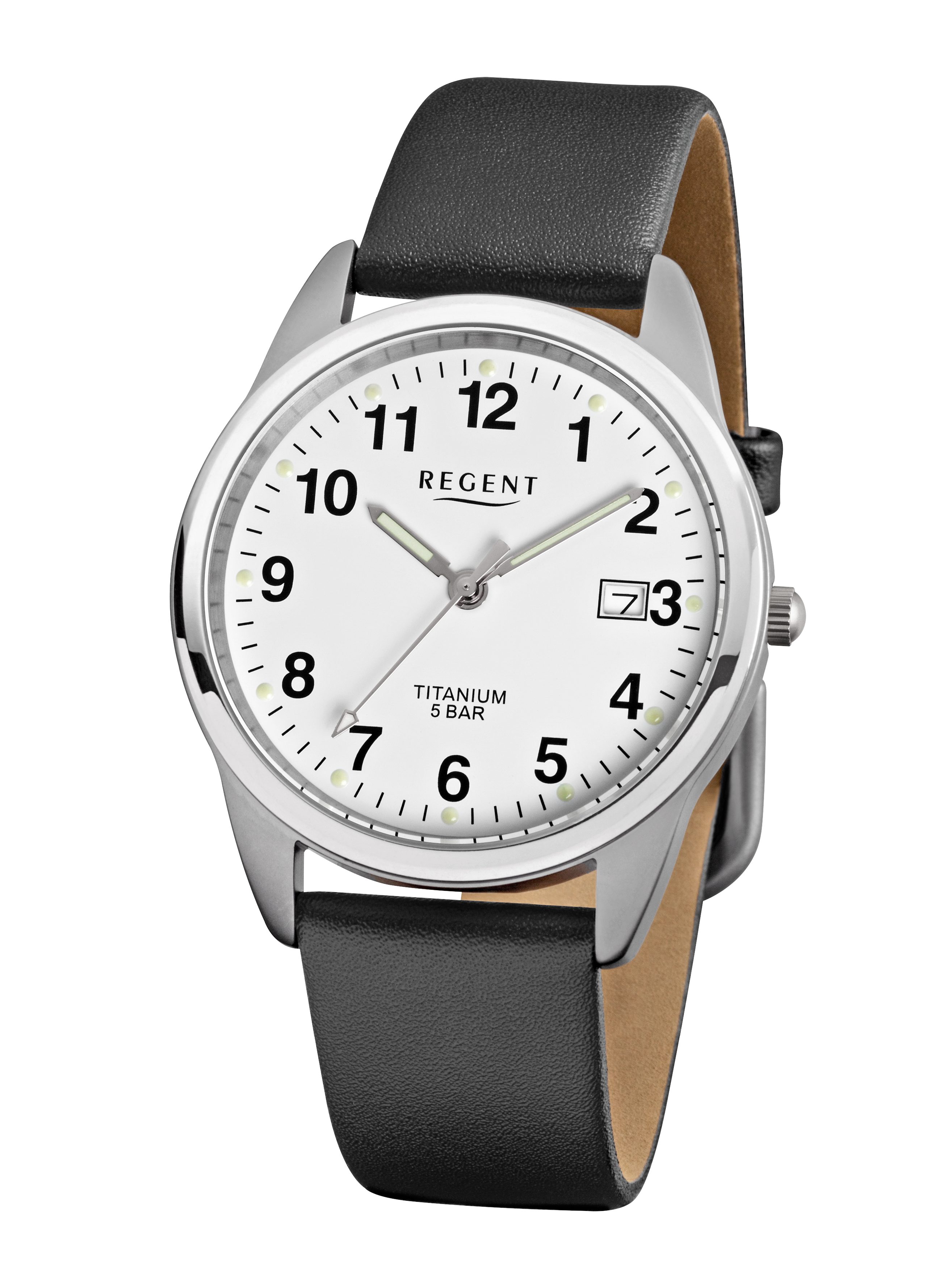 Regent Quarzuhr F-685 - 1310.90.19, Armbanduhr, Herrenuhr, Lederarmband, analog, Tag