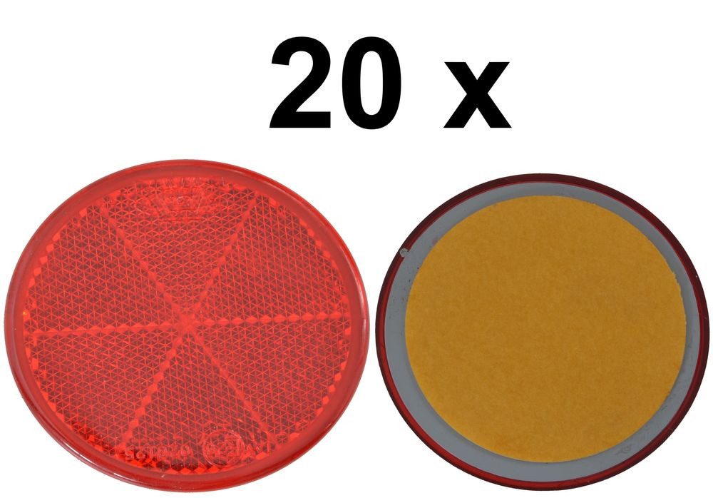 Aspöck Anhänger 20x Rückstrahler - Reflektor - Kleben - Ø 60 mm - Rot - E-Prüfzeichen