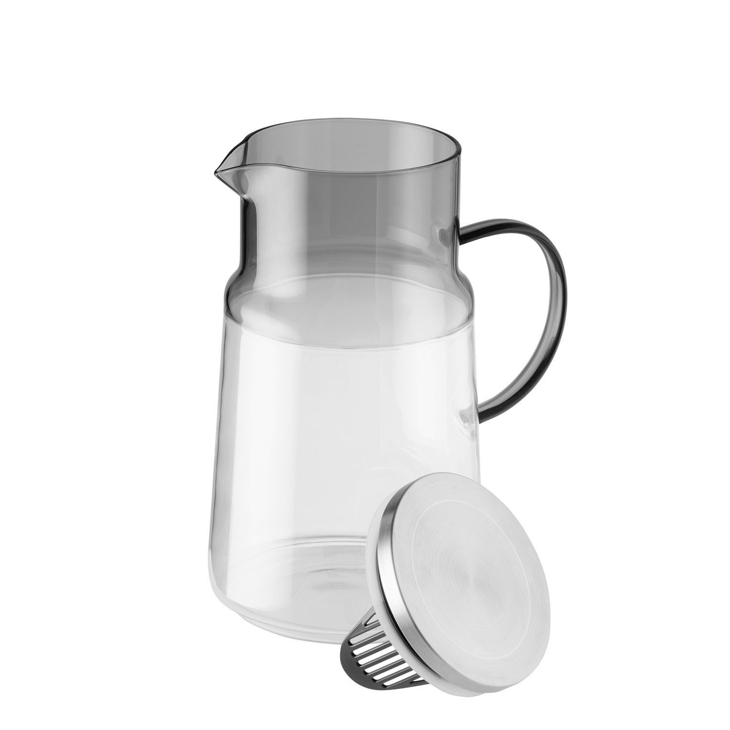 APS Kanne Ø 13 cm, H: 23 cm, 2 Liter, Glas, Polypropylen, Silikon, 2 l, (1-St), Deckel aus 18/8 Edelstahl