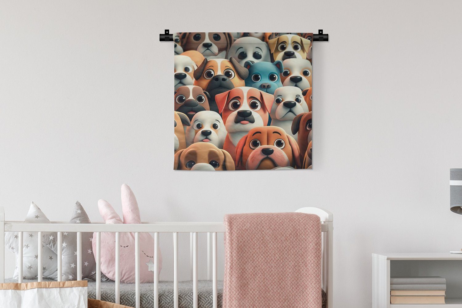 MuchoWow Wanddekoobjekt - Hund Kinderzimmer Tiere Kleid, Wanddeko Braun - Schlafzimmer, Wandbehang, für - Muster - Jungen, Wohnzimmer, Mädchen 