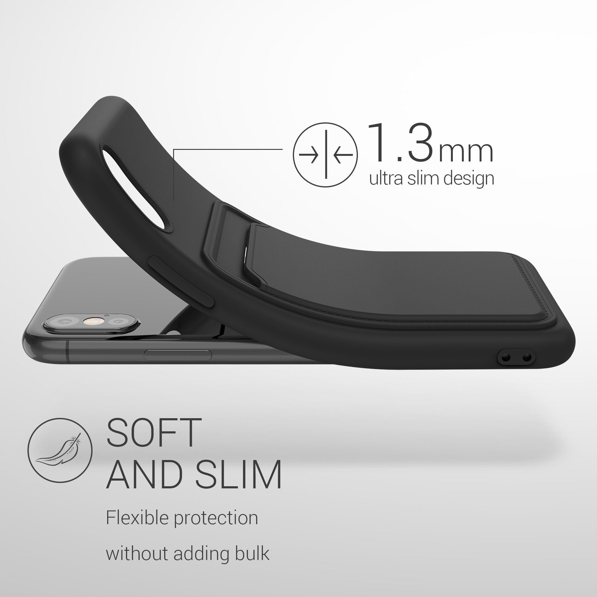 kwmobile Handyhülle Hülle für Apple iPhone X, Handyhülle mit Fach für Karten - Handy Cover Case