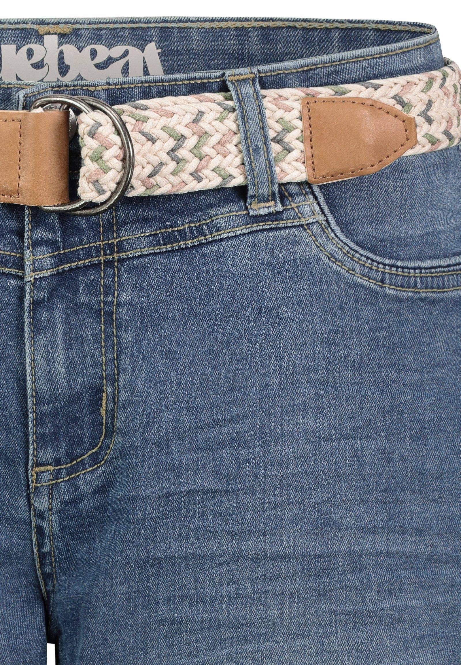 SUBLEVEL Bermudas Damen Jeans Shorts Bermuda Kurze Hose Short Denim Stretch Denim Gürtel – Bild 3 von 5