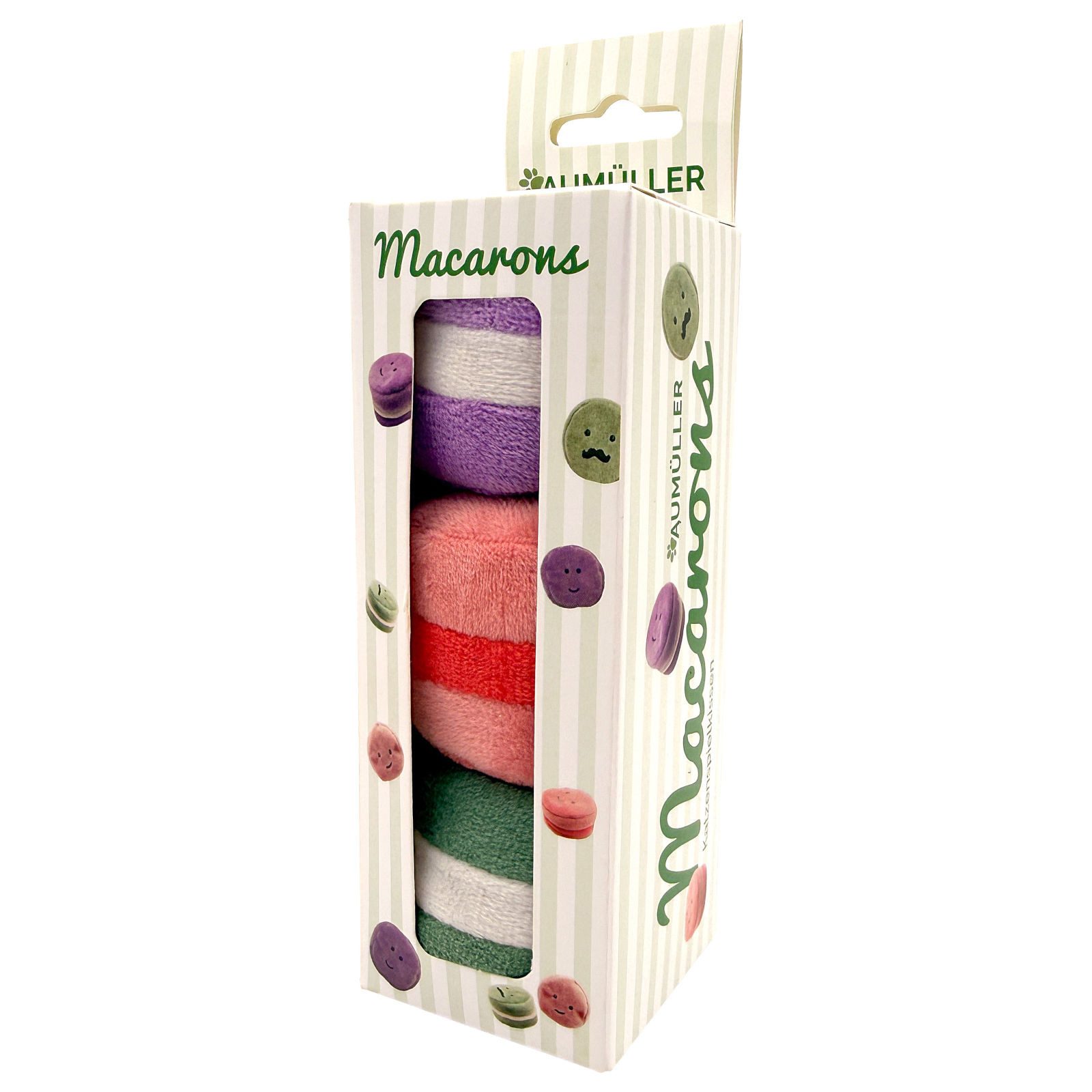 Aumüller Tierkuscheltier Katzenspielzeug Macarons, 3er Set, mit Katzenminze und Silver Vine, 100% Polyester (Schmuseplüsch) von Aumüller