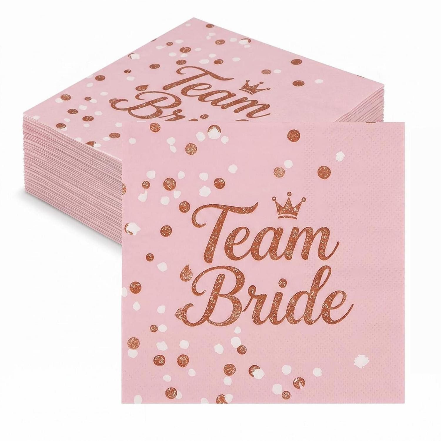 LuxusKollektion Papierserviette JGA Servietten Team Bride Rosegold, (60 St)