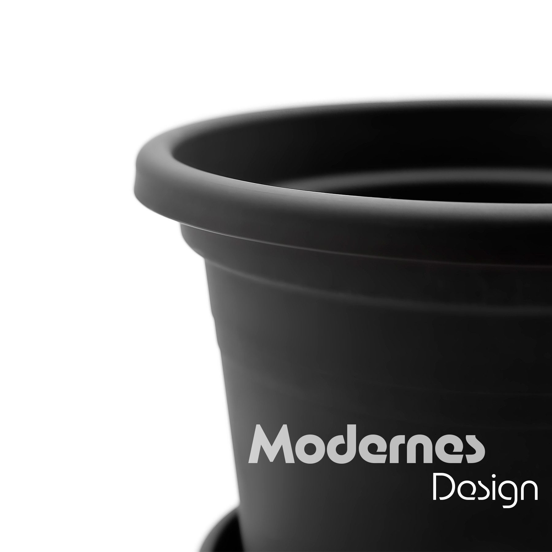 BigDean Blumentopf 4 Stück Pflanzkübel mit Untersetzer rund ø 25 cm Anthrazit (Set, 4 St., Pflanztopf), Zeitloses Design, Mit Untersetzer, Hochwertiges Material – Bild 5 von 5