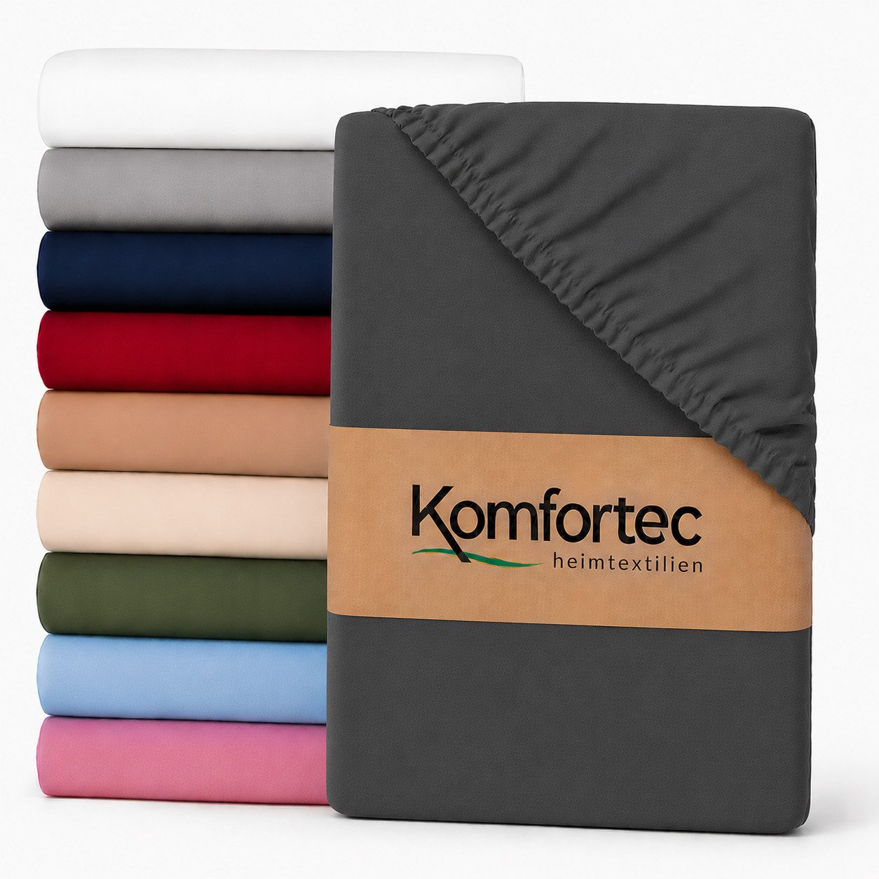 Komfortec Spannbettlaken Boxspringbett bis 15cm - 30cm Matratzenhöhe, Mikrofaser, Gummizug: Rundum, (1 Stück), 90x200 cm, Anthrazit Grau
