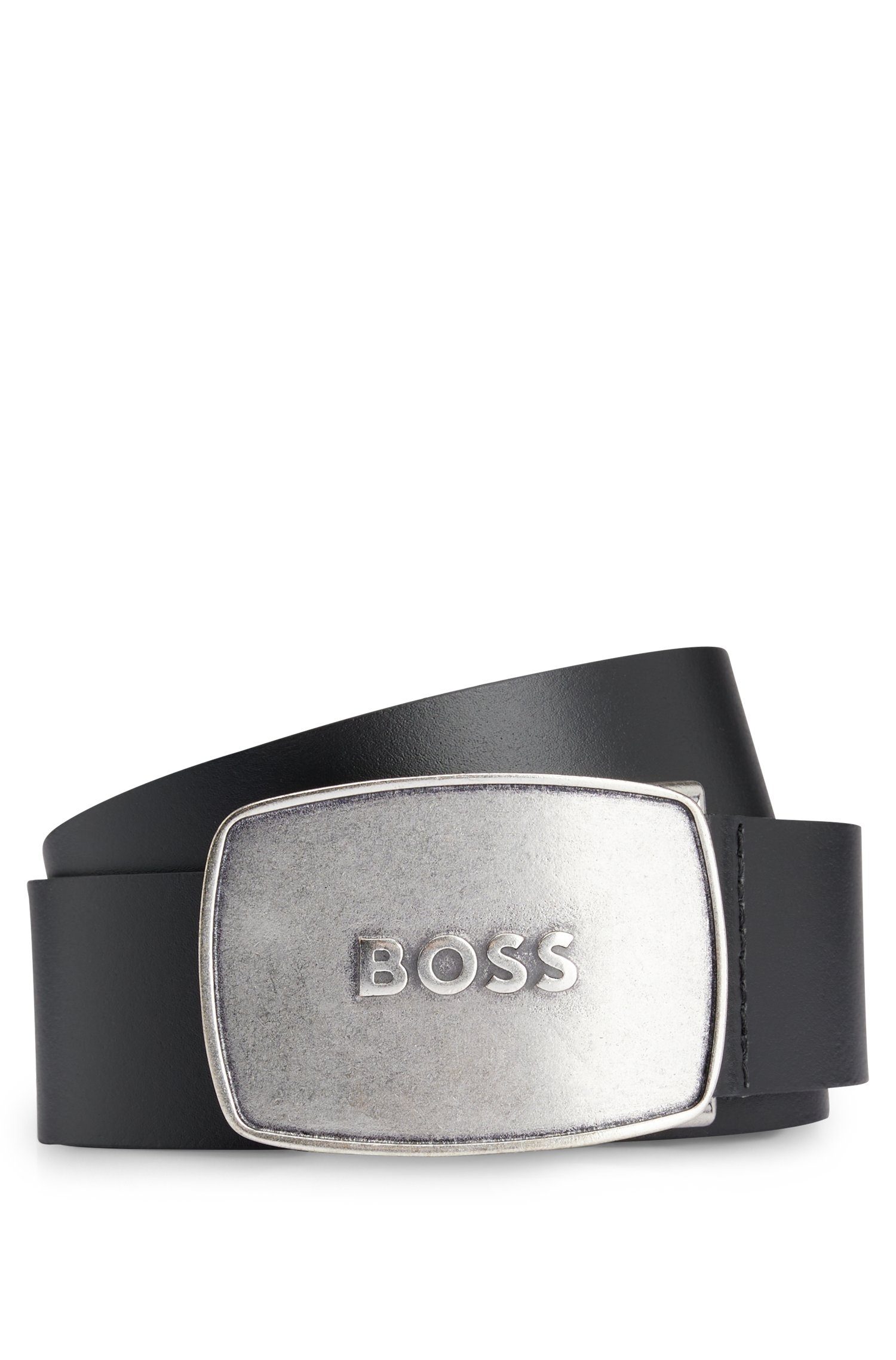 BOSS Ledergürtel Boss_Icon-EP_Sz40 mit auffälliger Logo-Schnalle Metall aus