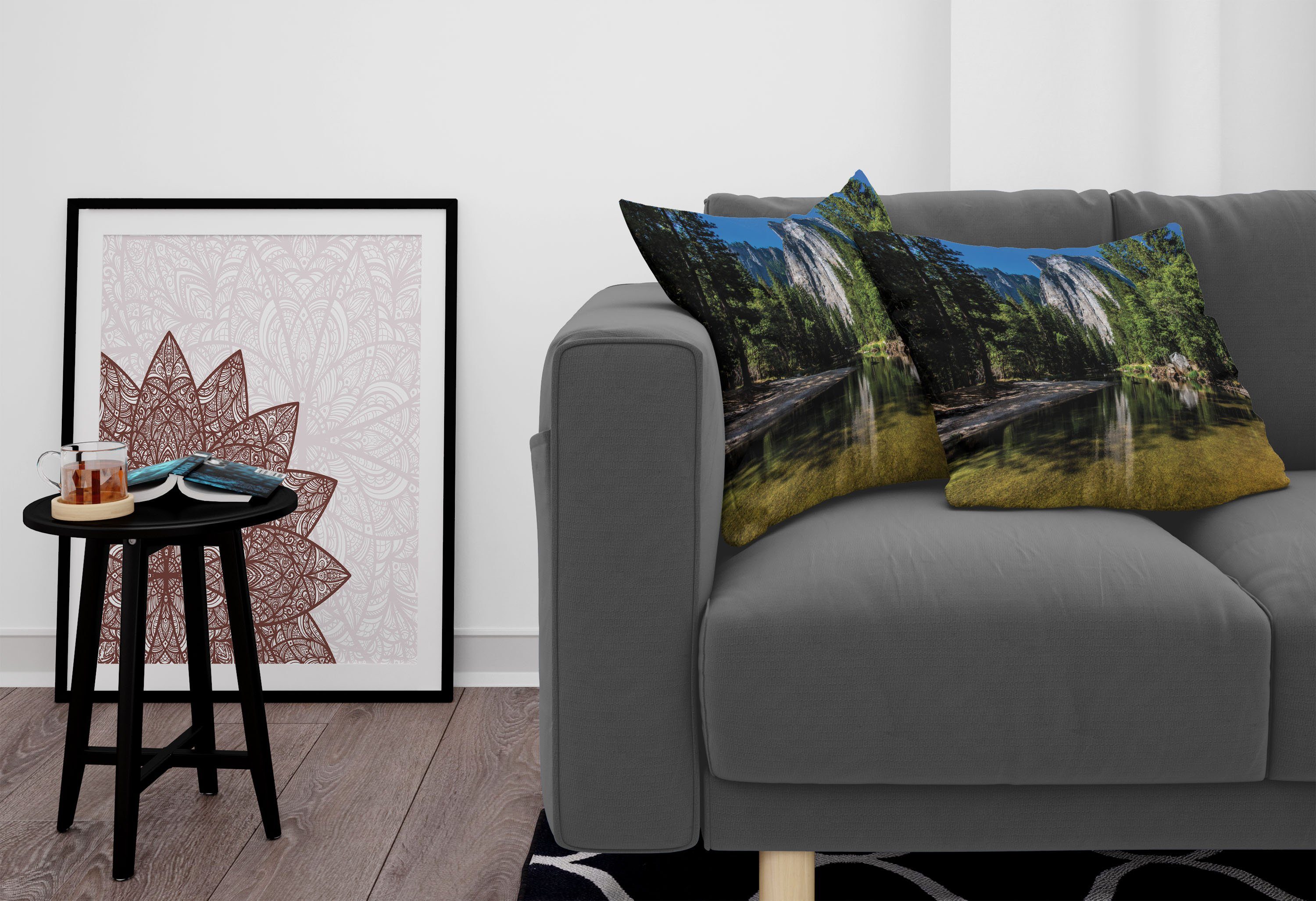 Klippe Fluss Natur (2 Kissenbezüge Doppelseitiger Modern Accent Abakuhaus Granit Stück), Digitaldruck,