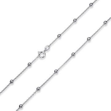 Materia Collierkettchen Damen Mädchen Silber Kugelkette 40-70cm K103, 925 Sterling Silber, rhodiniert