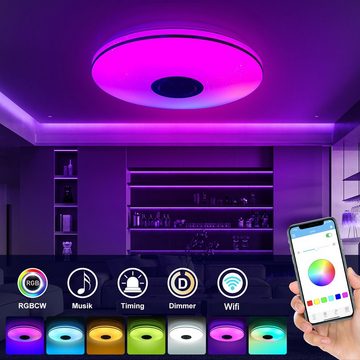 LETGOSPT Deckenleuchte 24W RGB Deckenlampe mit WIFI Dimmbar, mit Lautsprecher, LED fest integriert, Kaltweiß/Naturweiß/Warmweiß + RGB, für Amazon Alexa und Google assistant