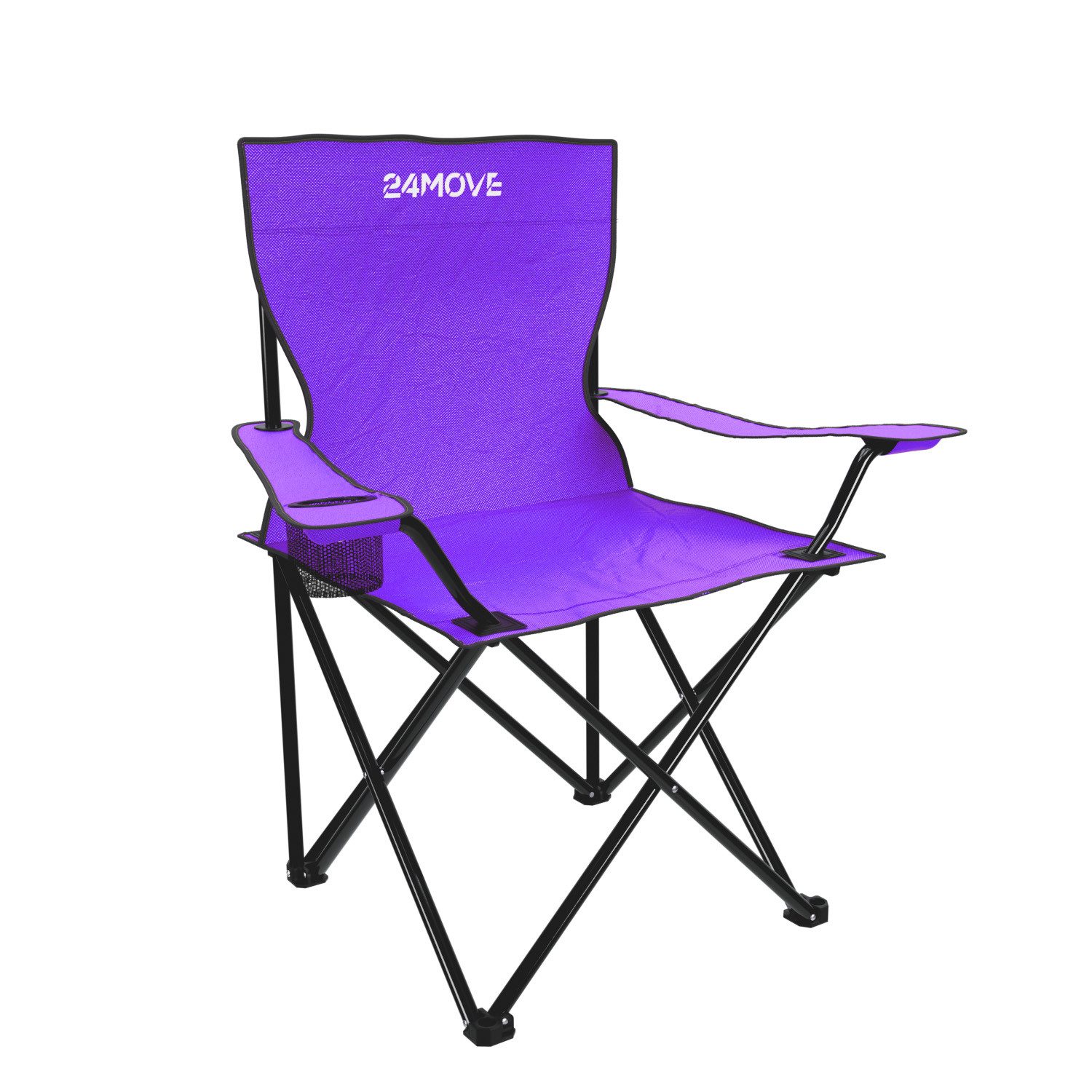 24Move Campingstuhl 24MOVE® Campingstuhl faltbar,Anglerstuhl,Liegestuhl mit Getränkehalter (bis max. 100 kg), mit Tragetasche, lila, Klappstuhl, bis 100kg belastbar