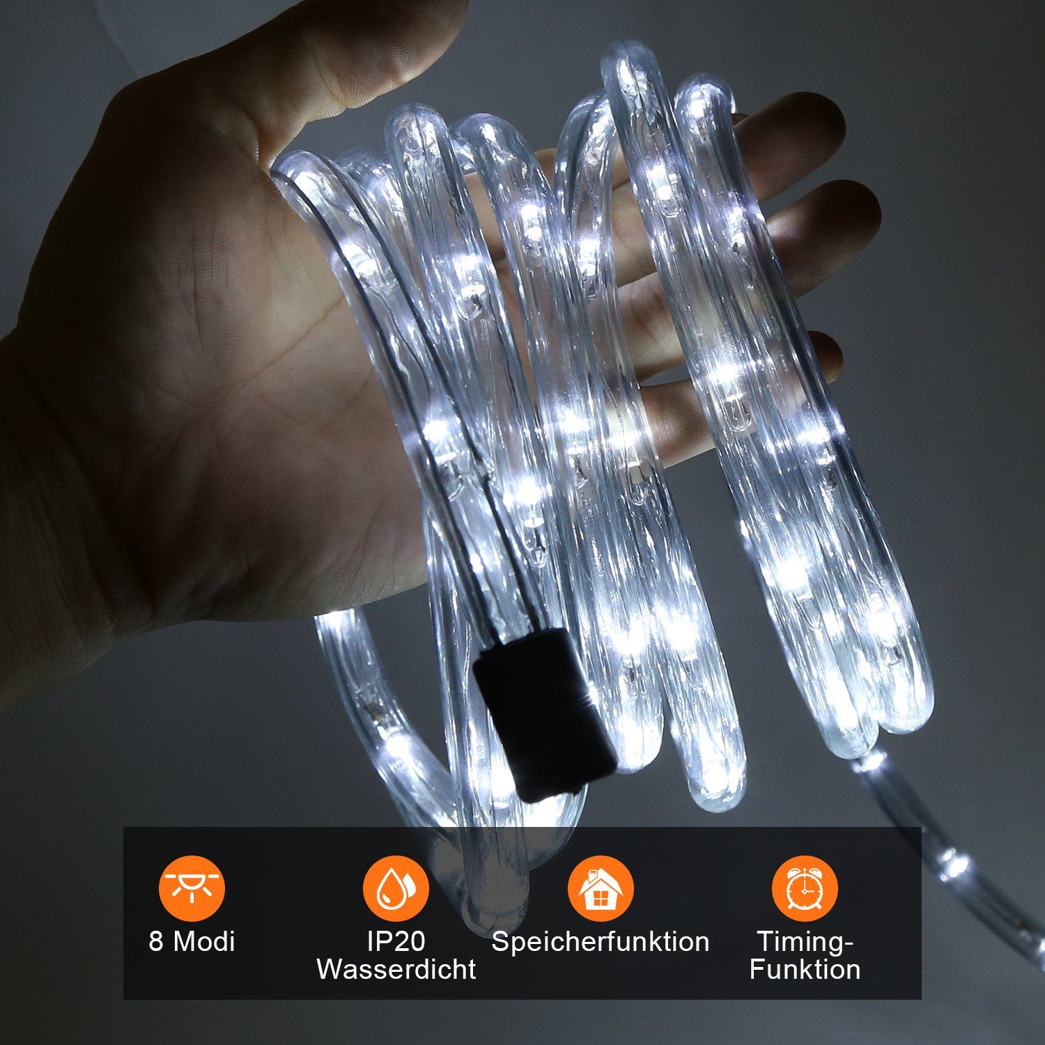 Lichterschlauch Kaltweiß LED 10m-50m, Außen/Innen Lichterschlauch Lichtschlauch Lichternetz Lospitch Wasserdicht