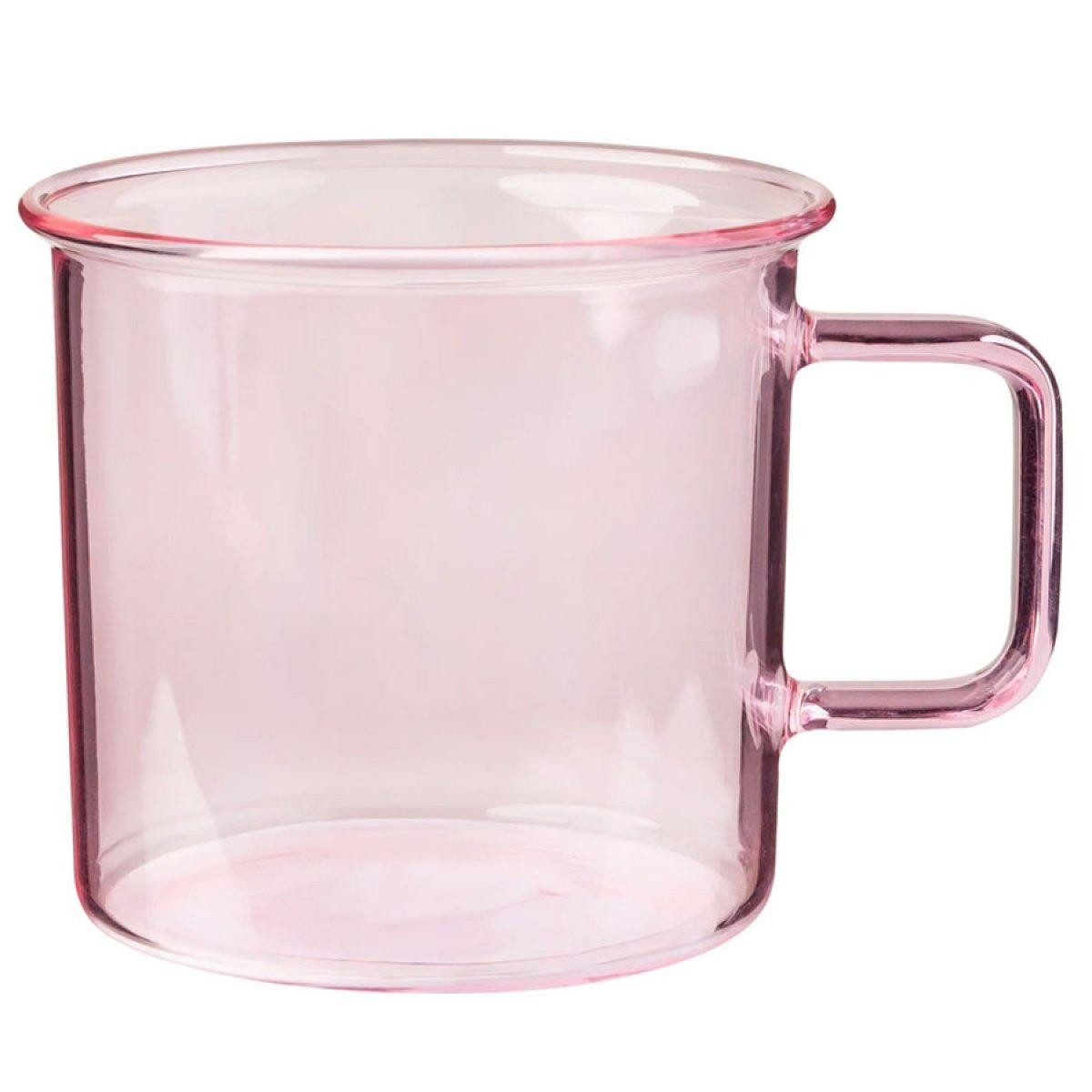 Muurla Tasse Teeglas Tasse Pink aus hitzebeständigem Glas (350ml)