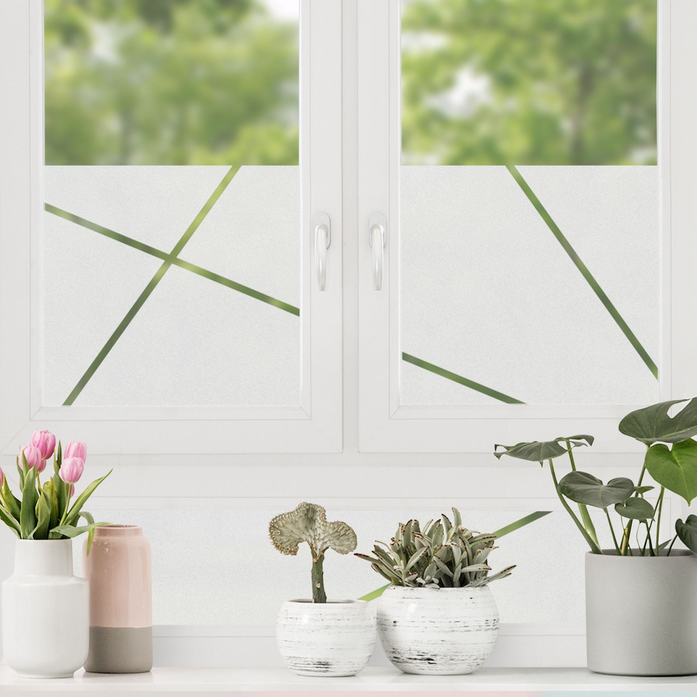 Bilderdepot24 Fensterfolie statisch haftend Motiv Fensterdeko Linien Muster Muster, blickdicht, Innen Fenster Tür Balkontür Küche Badezimmer Wohnzimmer Schlafzi – Bild 3 von 5