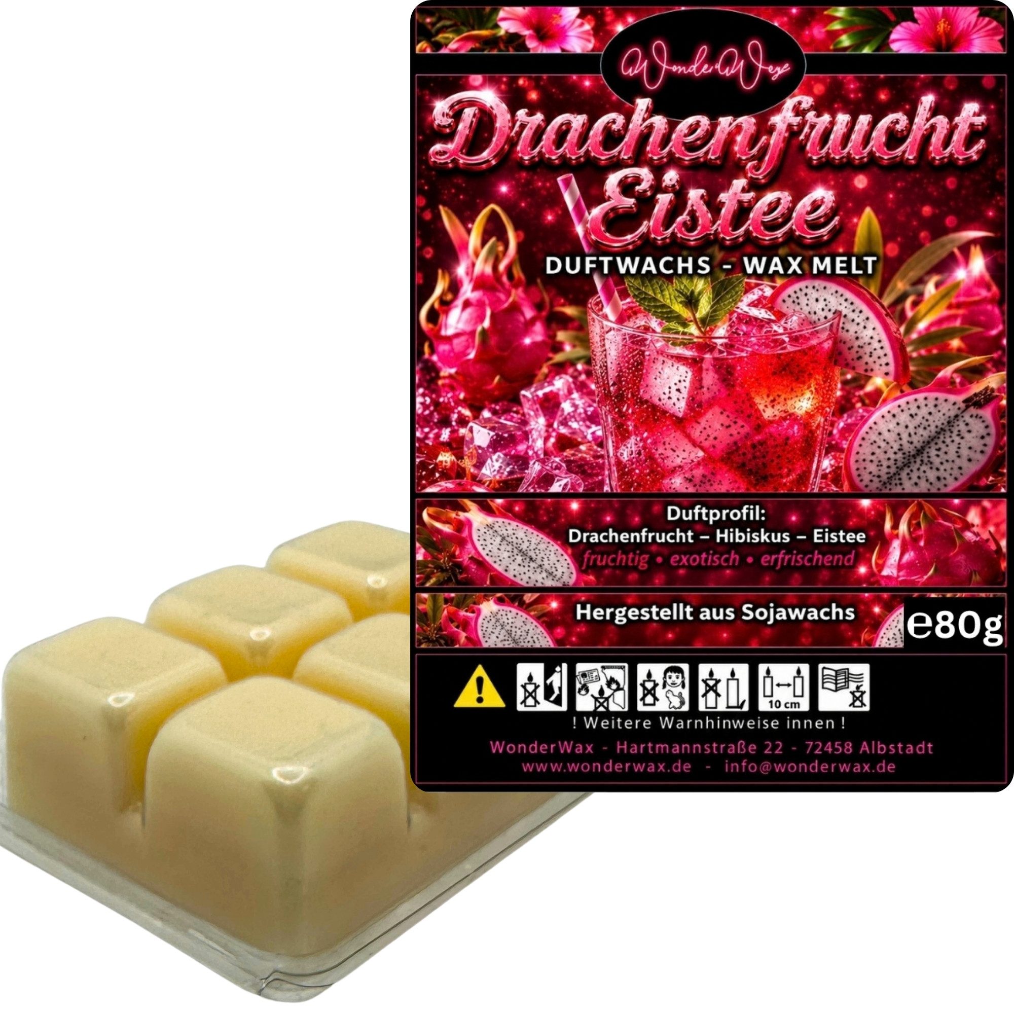 WonderWax Duftwachs WonderWax® Duftwachs 6 Würfel, (Drachenfrucht Eistee), Duftrichtung: Drachenfrucht Eistee