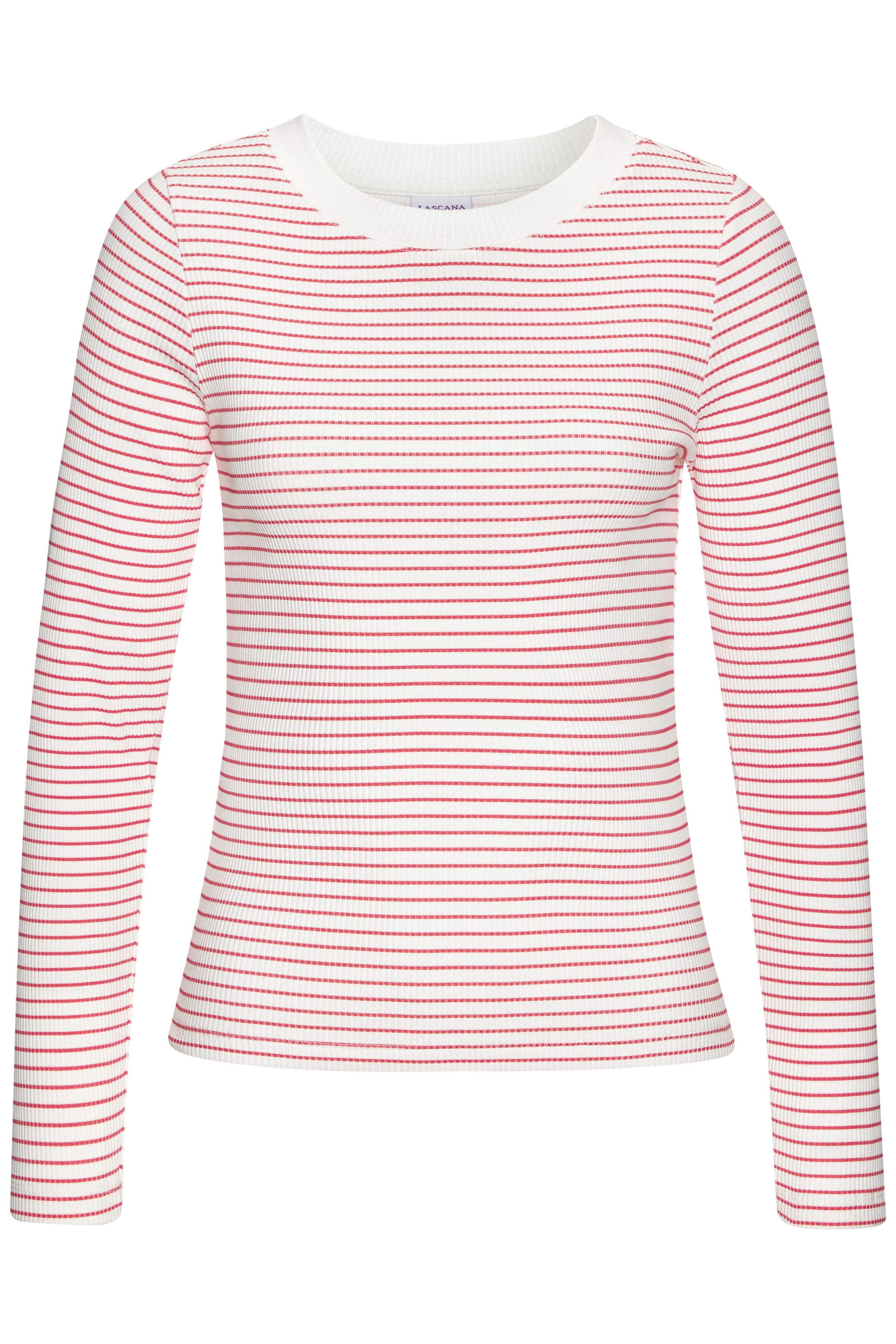LASCANA Langarmshirt aus Rippware, Streifenshirt