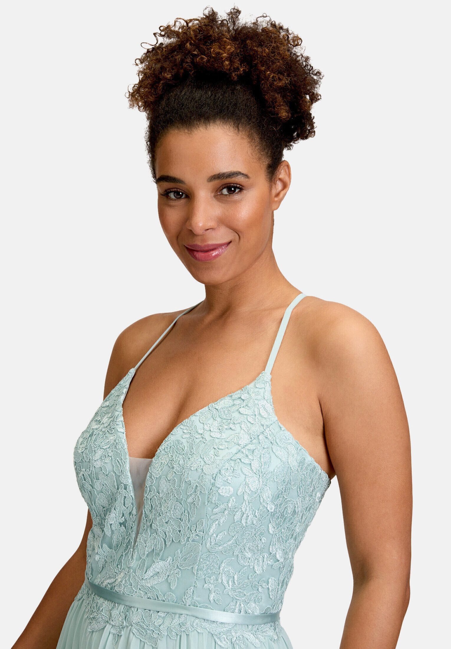 Vera Mont Abendkleid Damen mit Stickerei Plissee