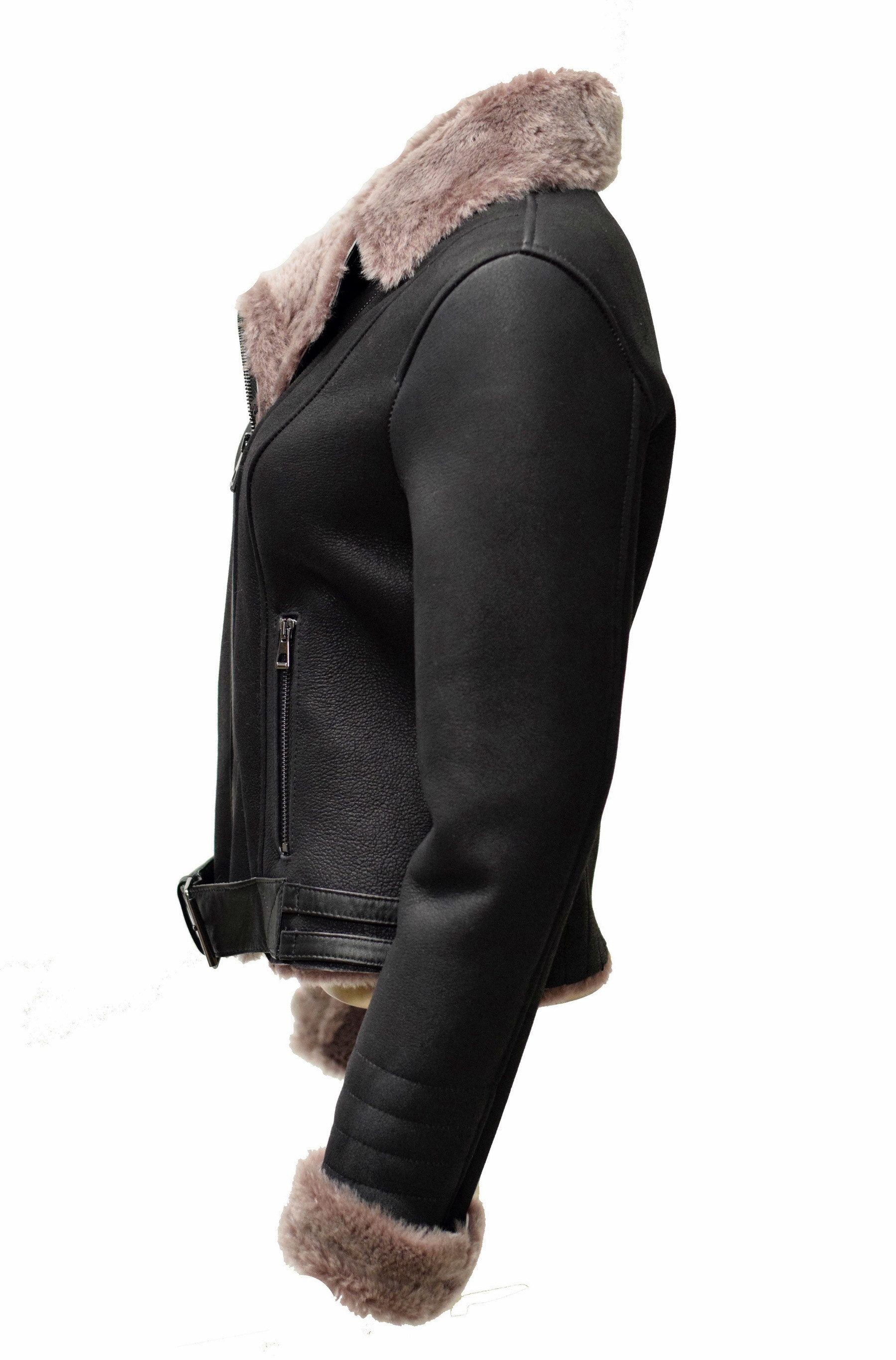 Zimmert Leather Lederjacke Lionni Lammfelljacke Fell Schwarz Cropped Biker günstig online kaufen