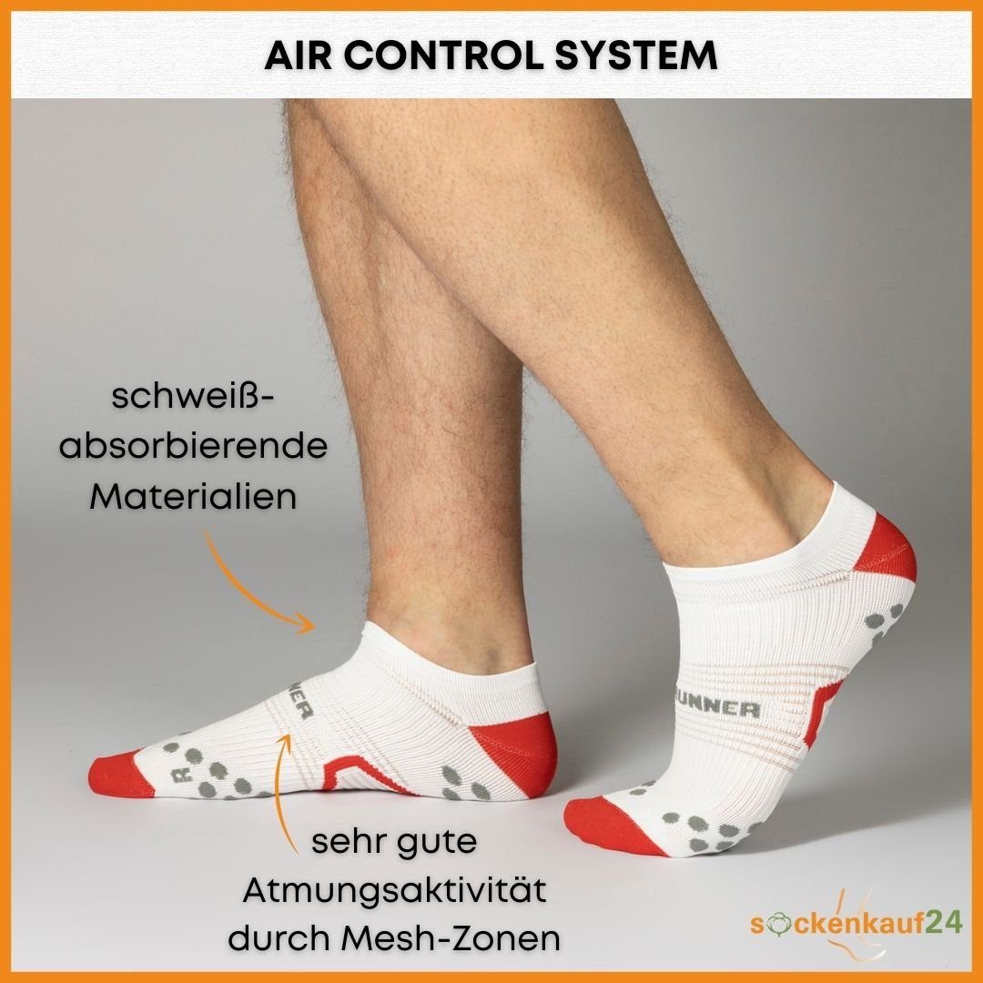 Laufsocken & WP 3-Paar, Running low 50203P Herren 39-42) Atmungsaktive kurz Cut Socks Sportsocken (Weiß-Rot/Schw-Rot/Weiß-Gr, sockenkauf24 Laufsocken für Damen