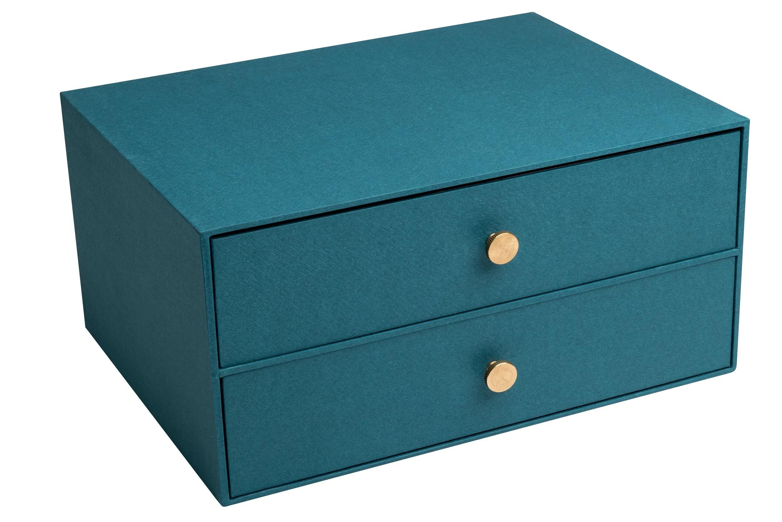 EXACOMPTA Schubladenbox Schubladenbox 2 Schubladen 17x355x27 cm A4 Maxi Bleu canard 30603E, Bodenpresentation Display