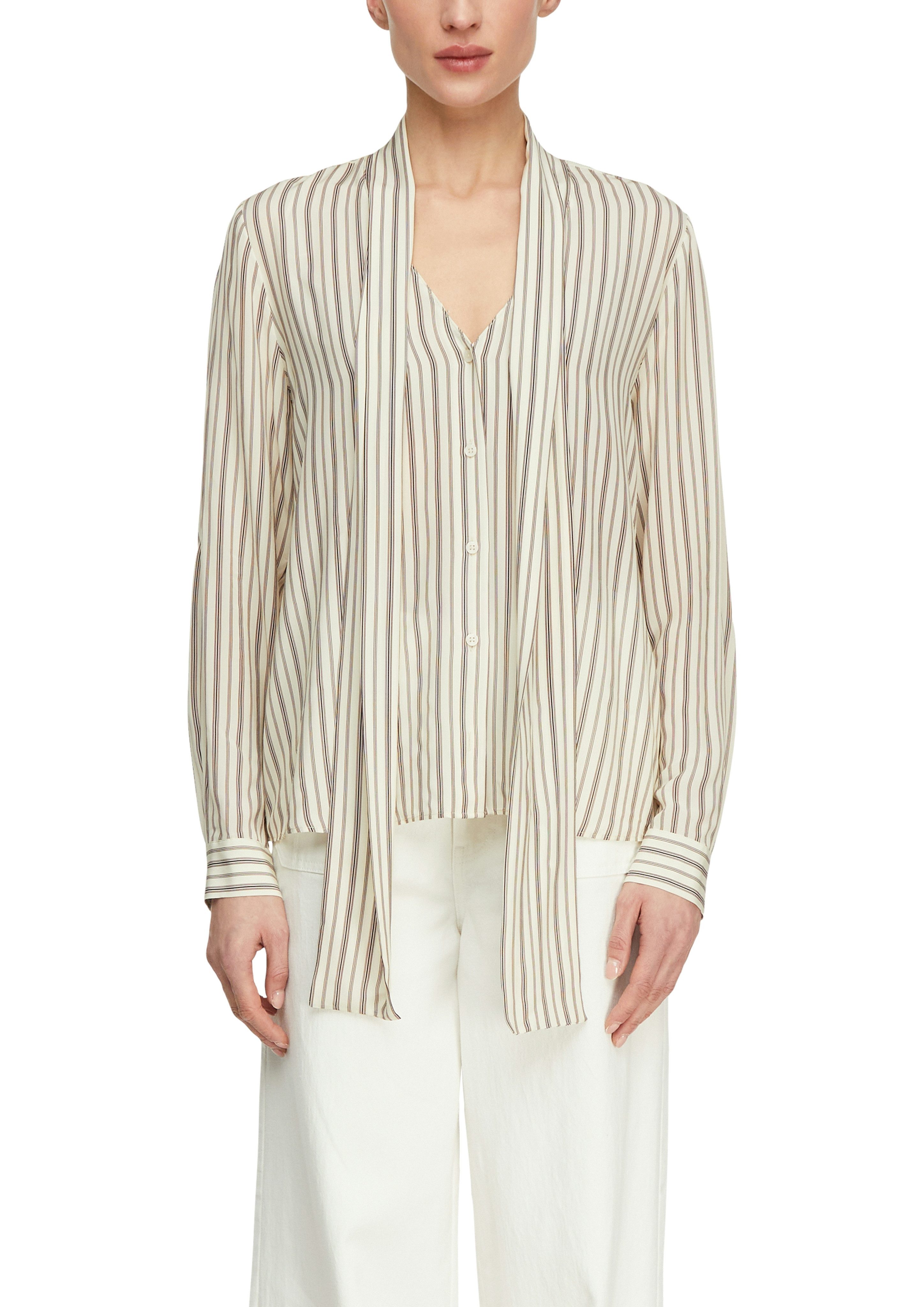 comma Langarmbluse gestreift, mit dekorativem Schal